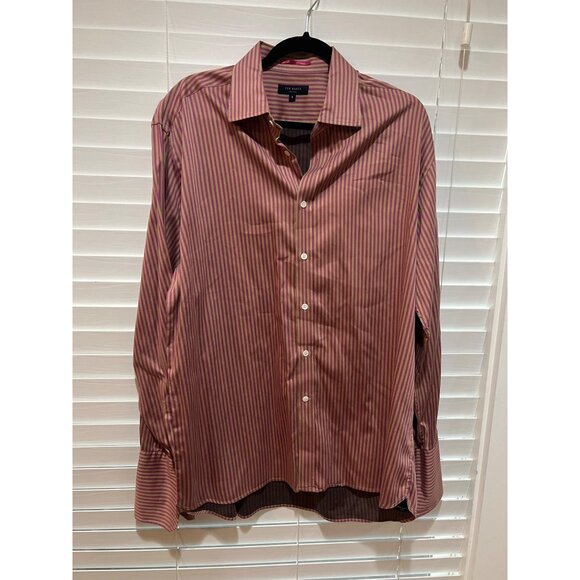 Ted Baker Long‎ Sleeve French Cuff Button Up Shirt - Size 5/L - Picture 1 of 4